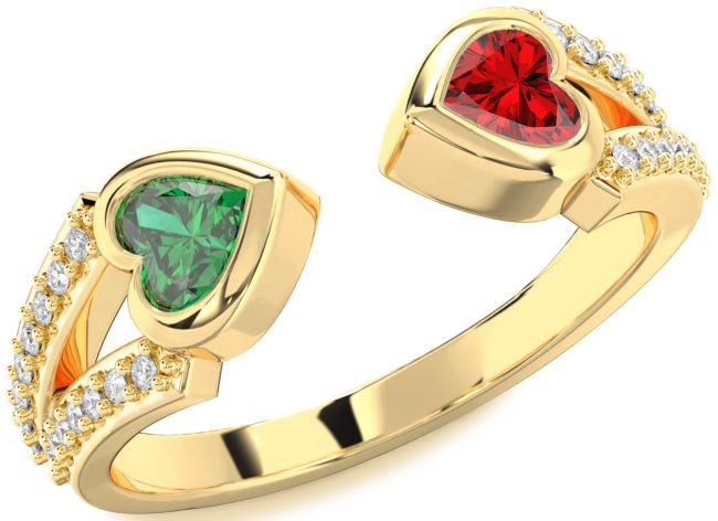 Diamond Gold Two Heart Promise Ring
