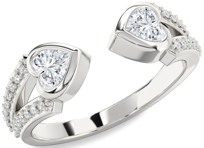 Diamond Platinum Two Heart Ring