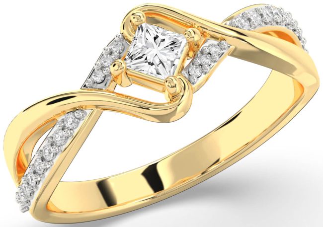 Diamond Gold Silver Princess Promise Ring