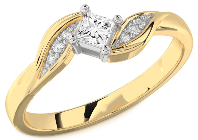 Diamond White Yellow Gold Princess Promise Ring