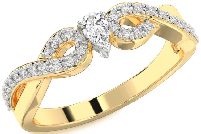Diamond Platinum & Yellow Gold Infinity Pear Promise Ring