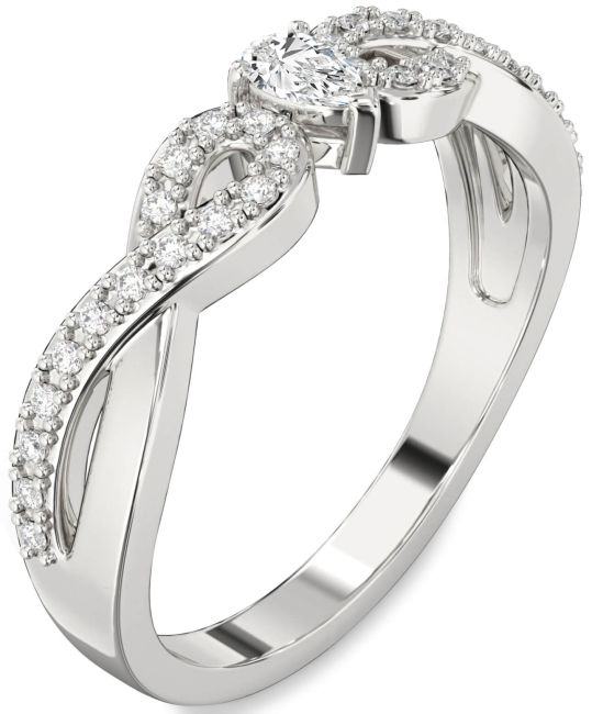 Lab Diamond Silver Infinity Pear Promise Ring