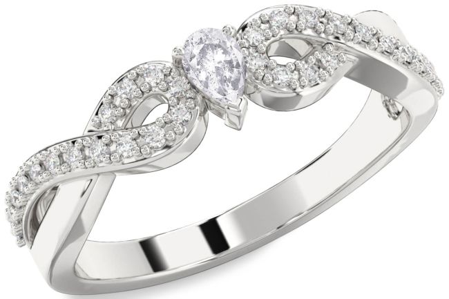Salt & Pepper Diamond Silver Infinity Pear Promise Ring