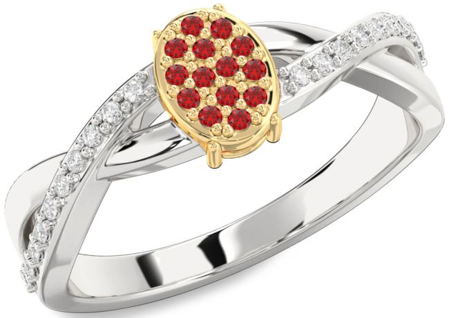 Diamond Ruby Gold Silver Knot Round Promise Ring