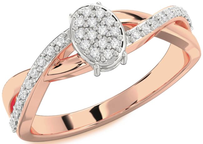 Diamond Rose Gold Silver Knot Round Promise Ring