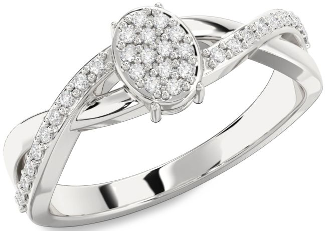 Diamond White Gold Knot Round Promise Ring