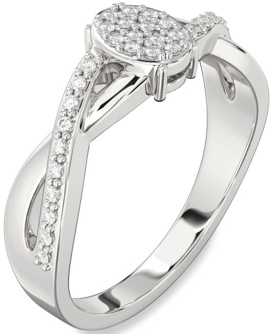 Lab Diamond Silver Knot Round Promise Ring