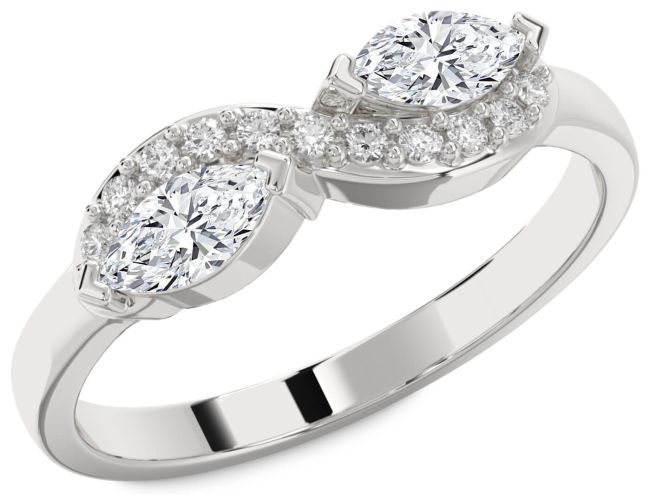 Diamond Platinum Infinity Marquise Two Stone Ring
