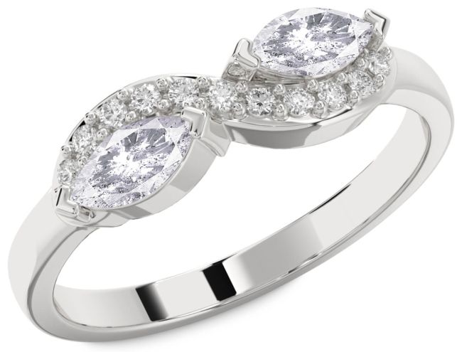 Salt & Pepper Diamond Silver Infinity Marquise Two Stone Ring
