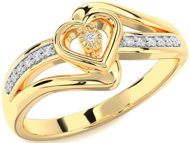Diamond Gold Silver Heart Promise Ring