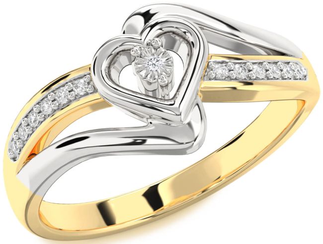 Diamond White Yellow Gold Heart Promise Ring