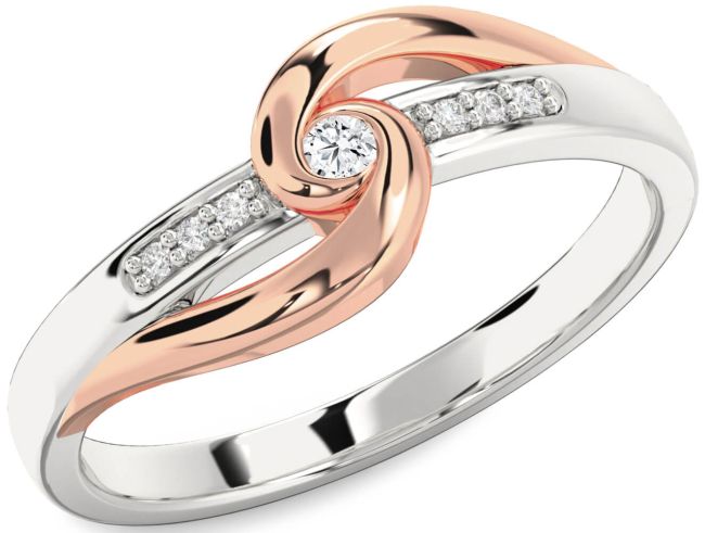 Diamond White Rose Gold Knot Round Promise Ring