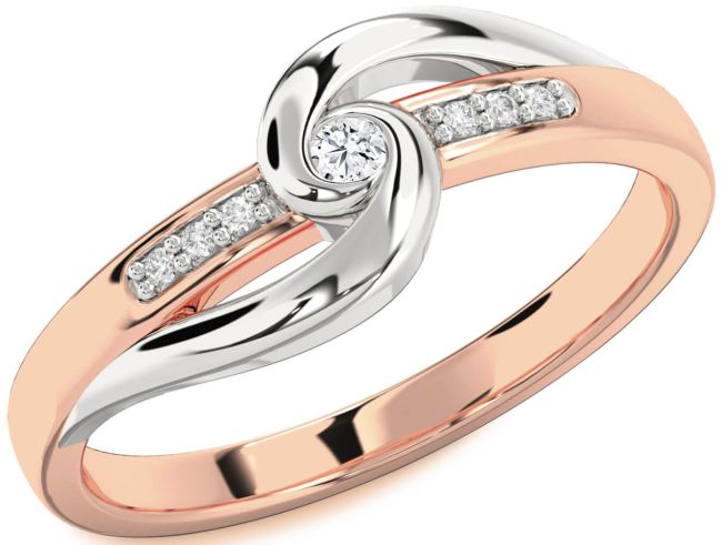 Diamond Platinum & Rose Gold Knot Round Promise Ring