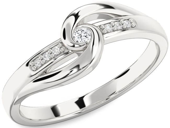 Diamond White Gold Knot Round Promise Ring