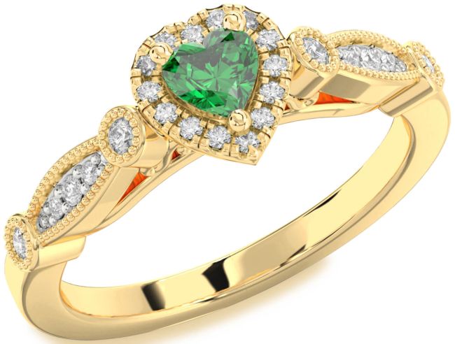 Diamond Emerald Gold Silver Heart Promise Ring