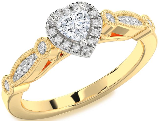 Diamond Platinum & Yellow Gold Heart Promise Ring