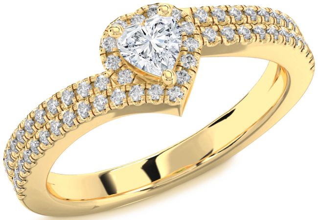 Diamond Gold Heart Pave Promise Ring