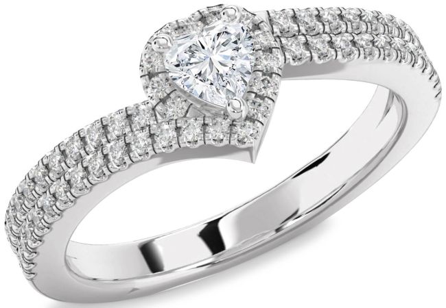 Diamond Silver Heart Pave Promise Ring