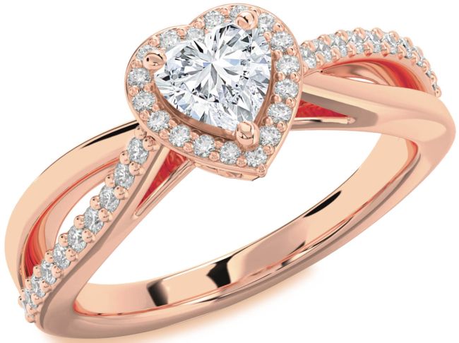 Diamond Rose Gold Heart Halo Engagement Ring