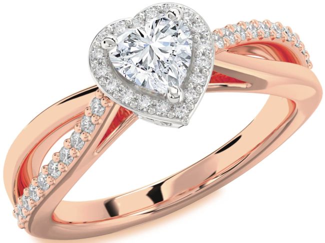 Diamond White Rose Gold Heart Halo Engagement Ring