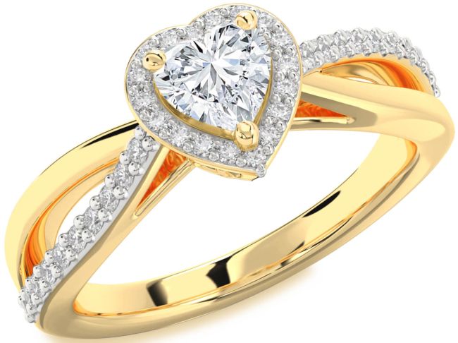 Diamond Gold Heart Halo Engagement Ring