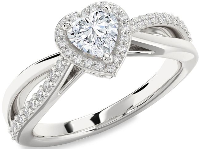 Diamond Platinum Heart Halo Engagement Ring