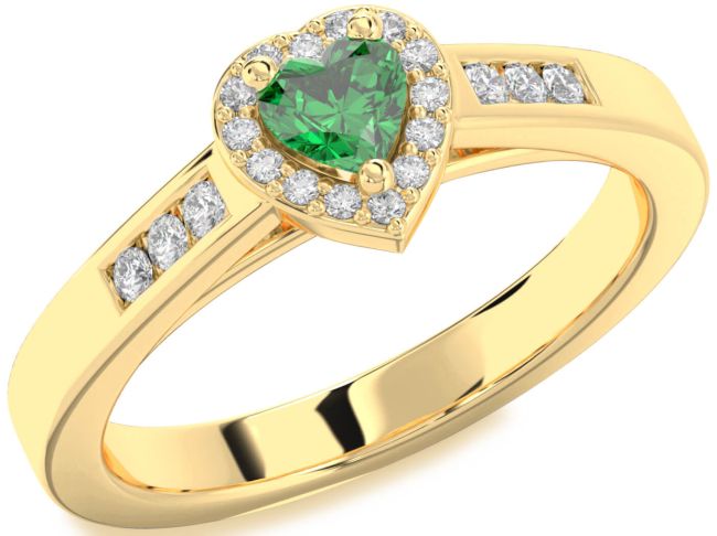 Diamond Emerald Gold Heart Promise Ring