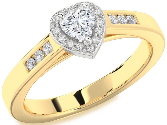 Diamond Platinum & Yellow Gold Heart Promise Ring