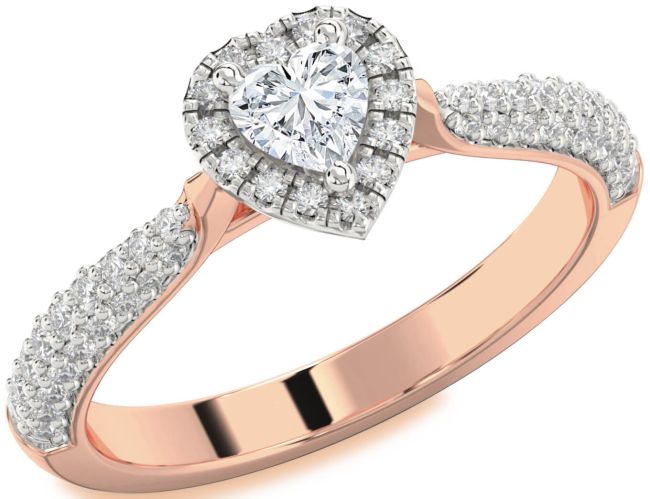 Diamond White Rose Gold Heart Pave Promise Ring