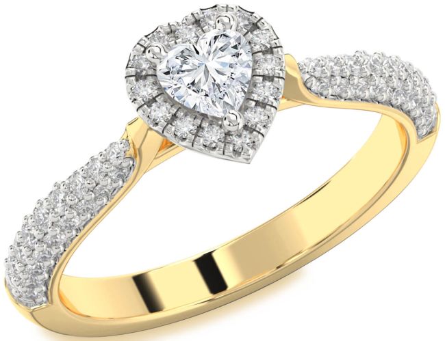 Diamond Gold Silver Heart Pave Promise Ring