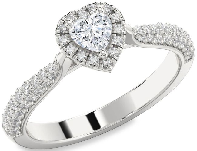 Diamond Silver Heart Pave Promise Ring