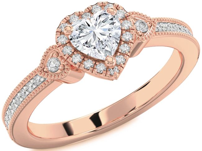 Diamond Rose Gold Heart Halo Engagement Ring