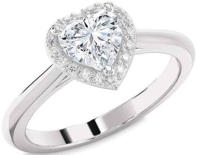 Diamond White Gold Heart Halo Engagement Ring