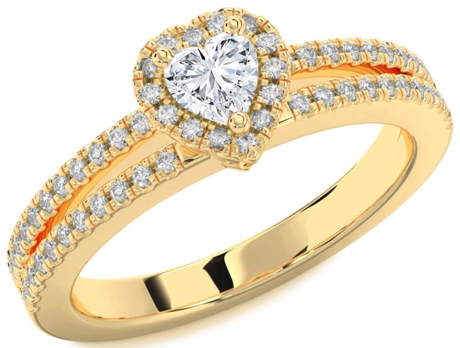 Diamond Gold Silver Heart Pave Promise Ring