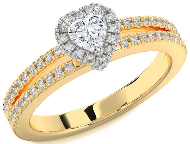 Diamond Platinum & Yellow Gold Heart Pave Promise Ring