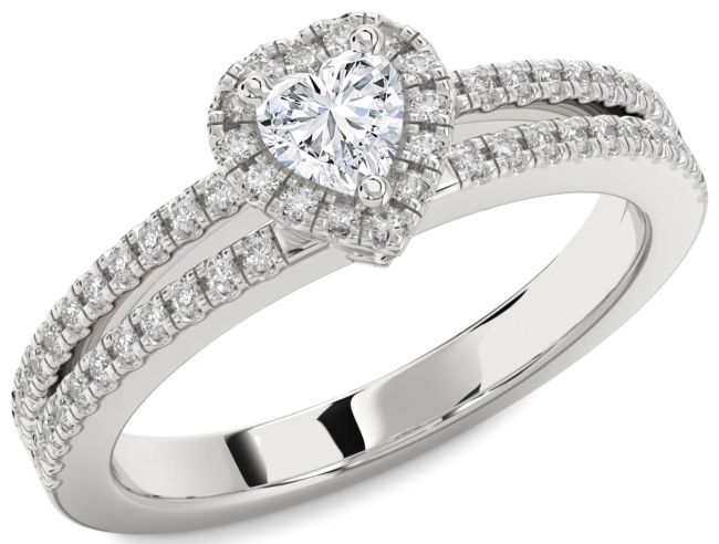 Diamond Platinum Heart Pave Promise Ring