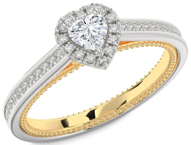 Diamond Platinum & Yellow Gold Heart Pave Promise Ring
