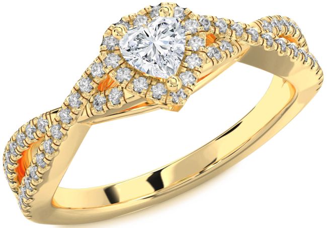 Diamond Gold Silver Heart Pave Promise Ring