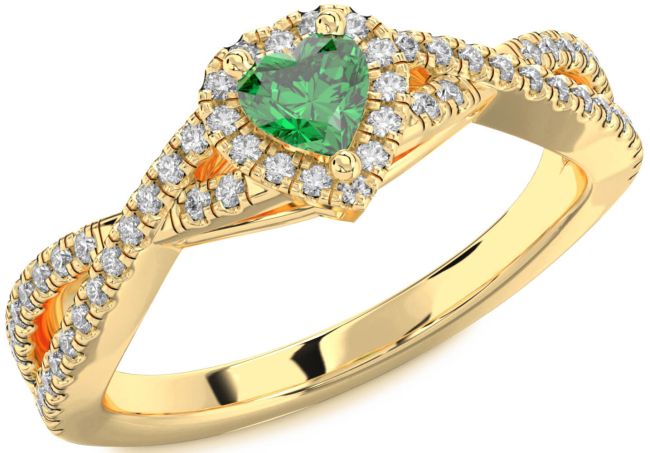 Diamond Emerald Gold Silver Heart Pave Promise Ring