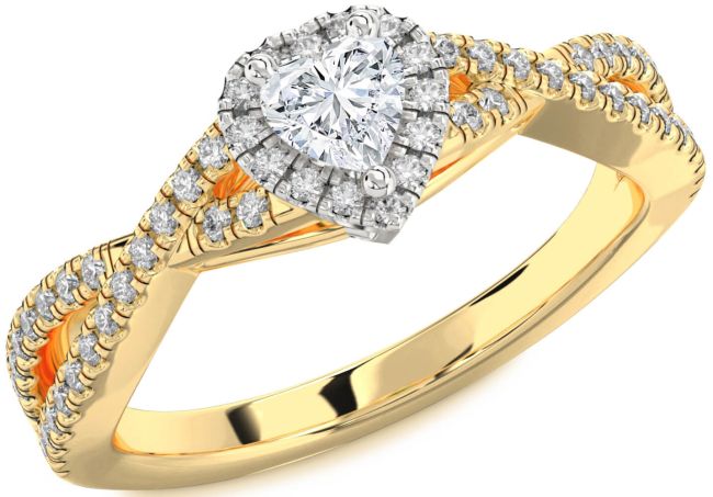 Diamond Gold Silver Heart Pave Promise Ring