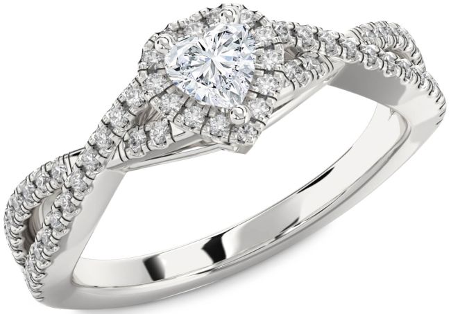 Diamond Silver Heart Pave Promise Ring