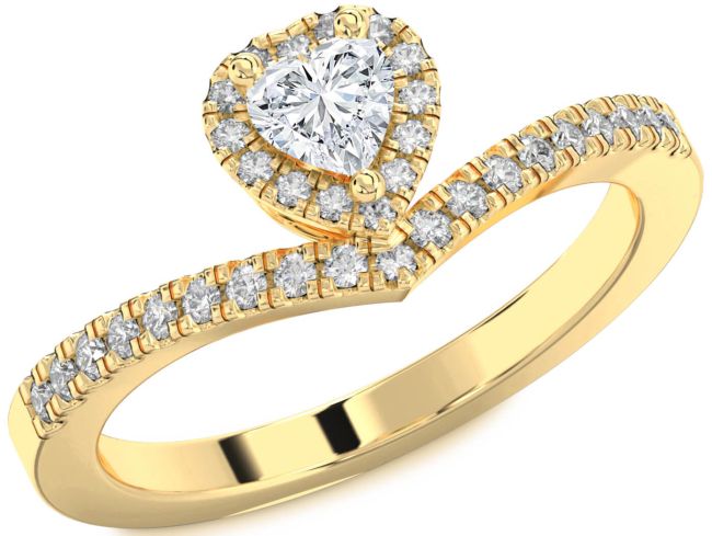 Diamond Gold Silver Heart Pave Promise Ring