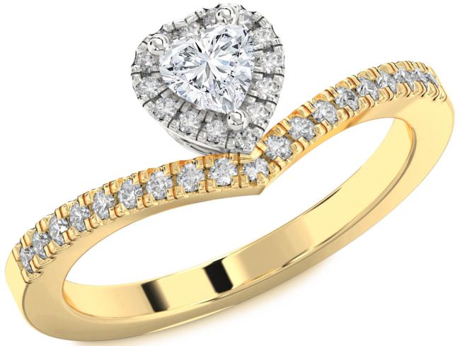 Diamond Gold Silver Heart Pave Promise Ring