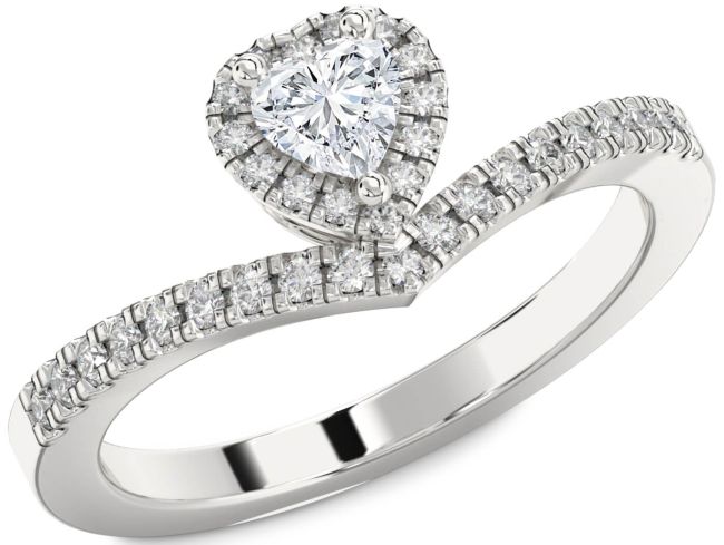 Diamond Platinum Heart Pave Promise Ring