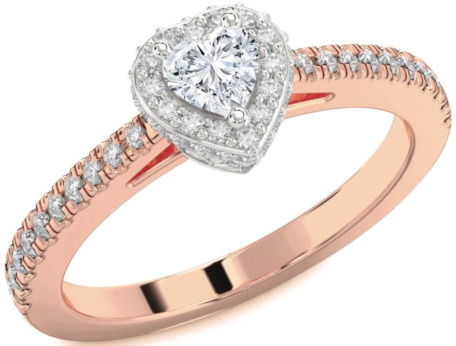 Diamond Rose Gold Silver Heart Pave Promise Ring