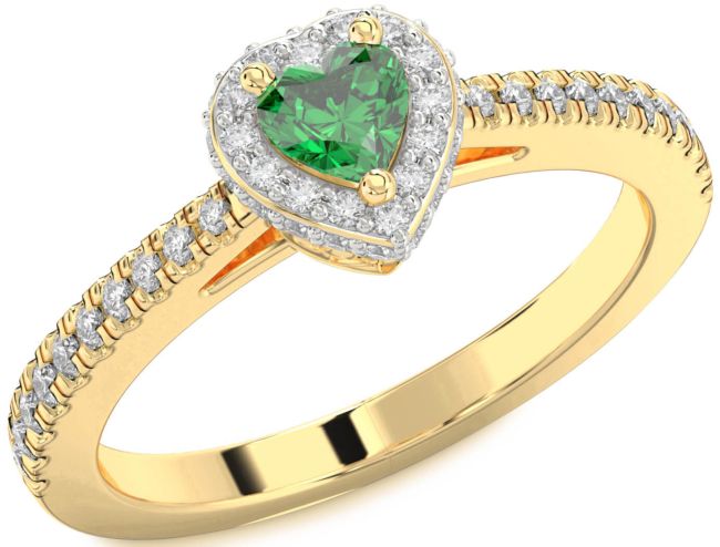 Diamond Emerald Gold Silver Heart Pave Promise Ring
