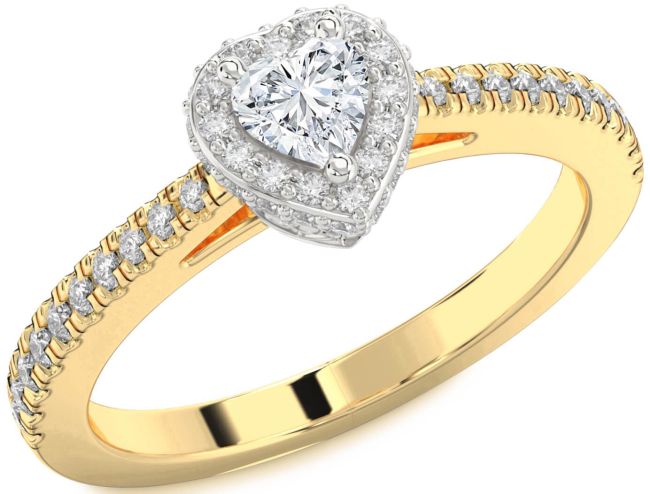 Diamond Gold Silver Heart Pave Promise Ring