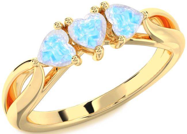Moonstone Gold Heart Three Stone Ring