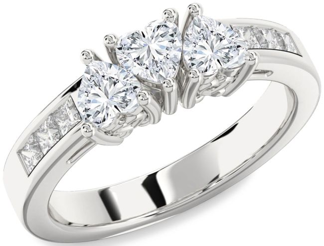 Diamond White Gold Heart Four Stone Ring