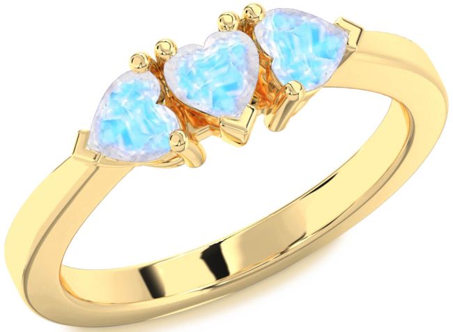 Moonstone Gold Heart Three Stone Ring